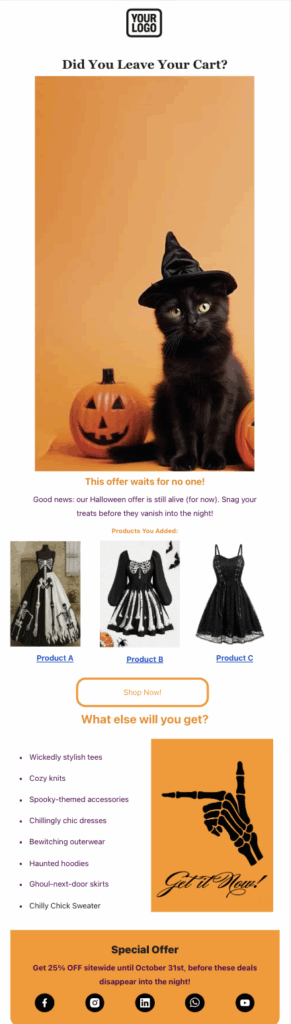Halloween abandoned cart email template